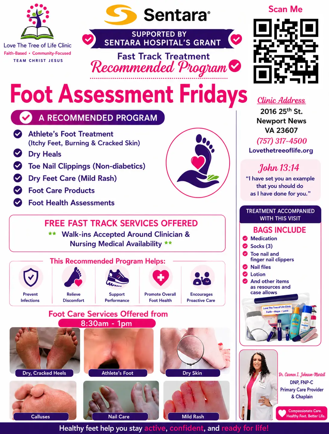 Foot Assessment Fridays flyer, a Sentara-supported fast track foot care program